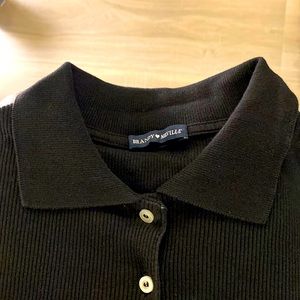 Brandy Melville Black Ribbed Cropped Cardigan Sz XS